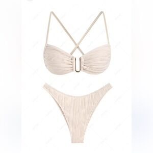 Textured Metal Criss Cross High Leg Bikini Set